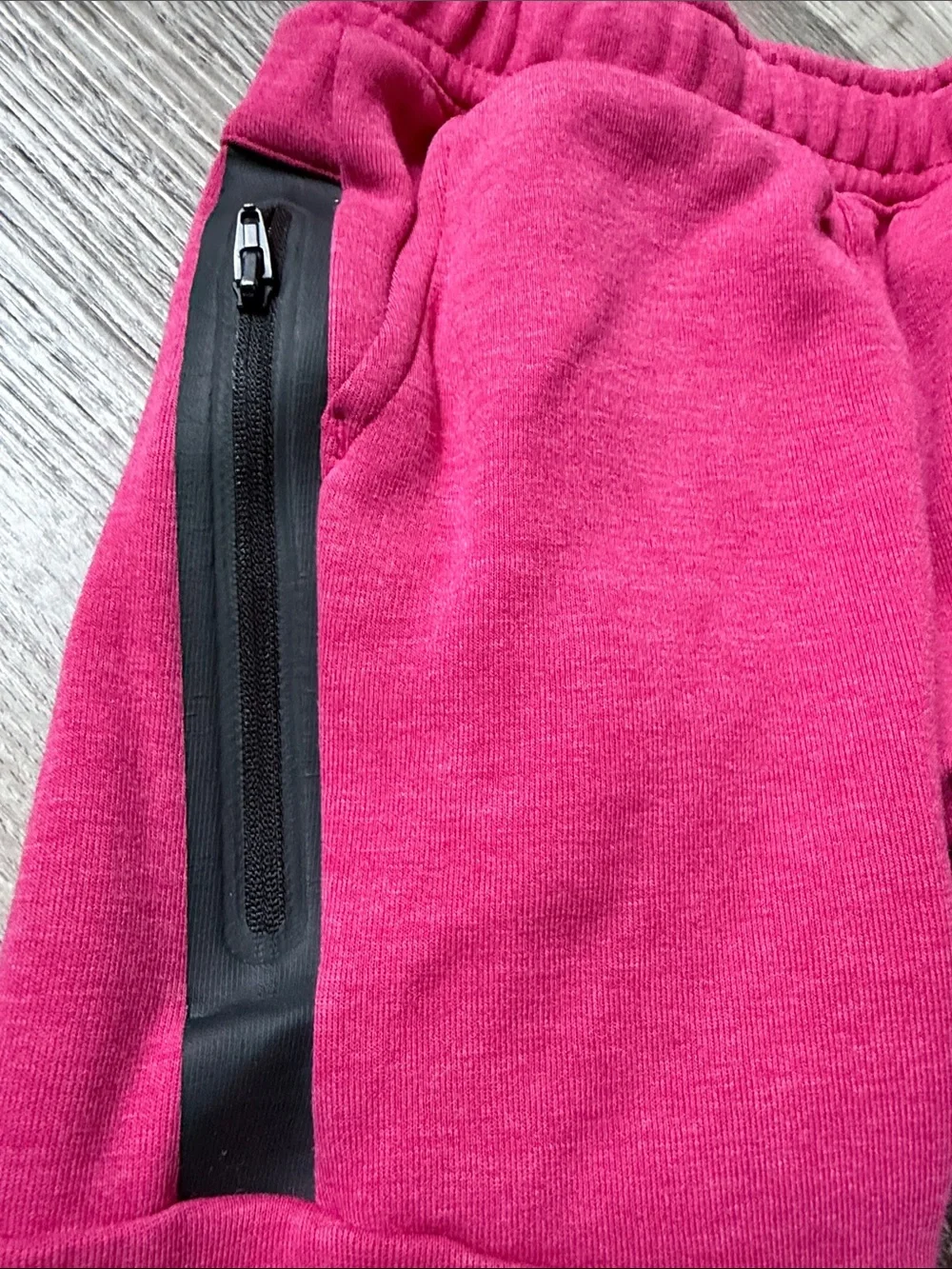 Nike Kids Pink Fleece Jogger Pants with Black Logo